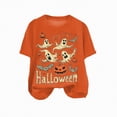 thumbnail image 4 of Towmus Halloween Shirt Women Crew Neck Shirt for Womens Cute Graphic Halloween Tshirt for Party Short Sleeve Fall Shirt Orange, 4 of 4
