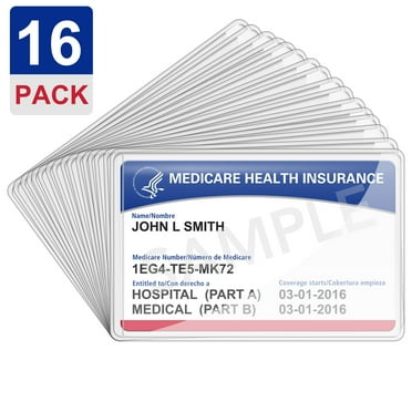 LotFancy 16 Packs Medicare Card Holders Protector Sleeves for Credit Card, Social Security Card,Clear