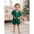 thumbnail image 5 of BemeyourBBs Kids Christmas Pajamas Set Embroidery Santa Claus Shirt with Shorts, 5 of 9