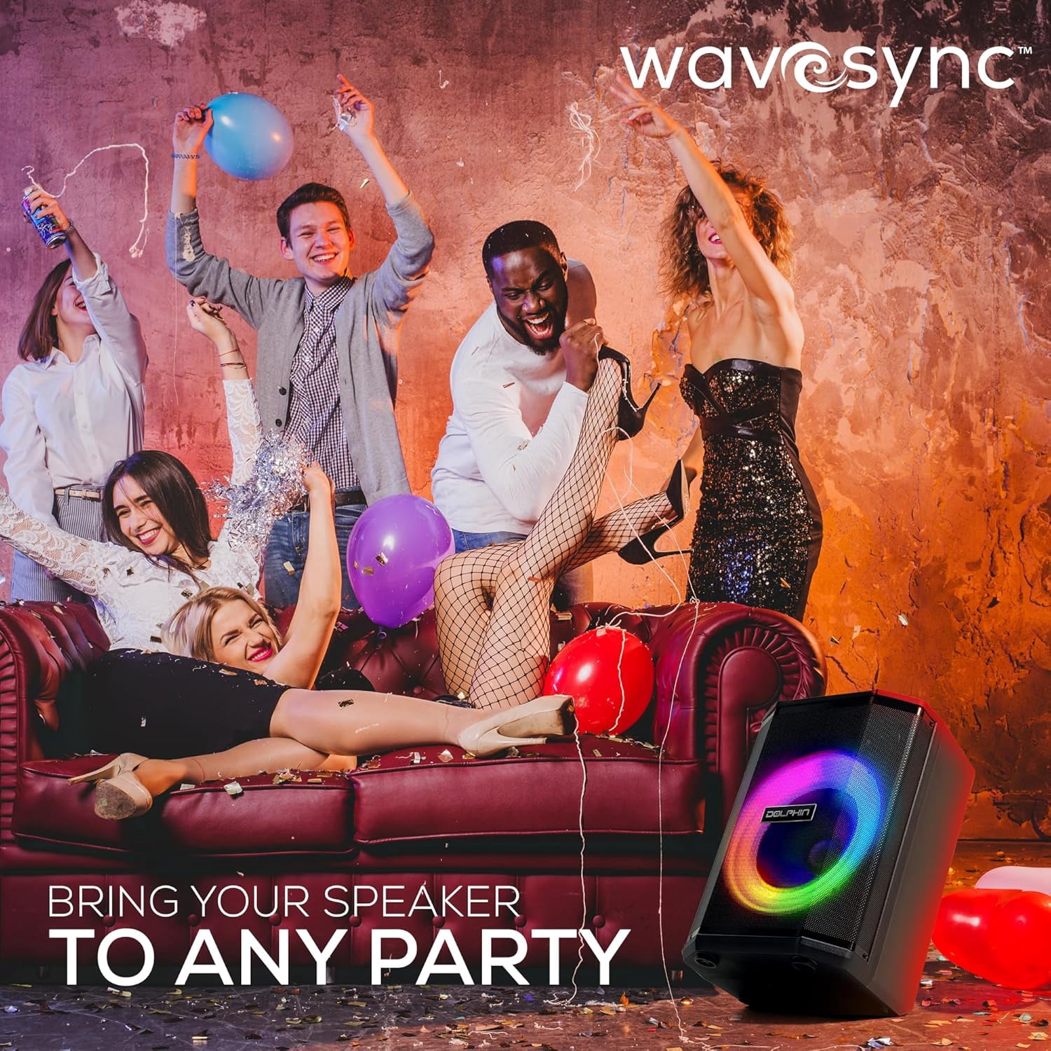 Dolphin Audio SP-880RBT Rechargeable 8-In. Portable Bluetooth Party Speaker with Tilt Function, LED Light Ring, Wireless Microphone, and Remote, SP-880RBT