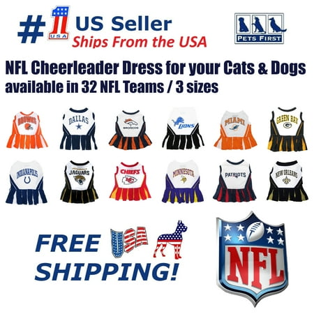 Pets First NFL Houston Texans Cheerleader Outfit, 3 Sizes Pet Dress Available. Licensed Dog Outfit