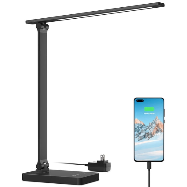 Lámpara de escritorio Lepro LED con puerto de carga USB regulable negra