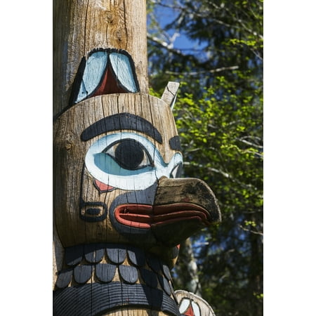 Detail of a raven figure carved into a totem pole Totem Bight State Historical Park Ketchikan Alaska United States of America Canvas Art - Kevin Smith Design Pics (12 x 19)