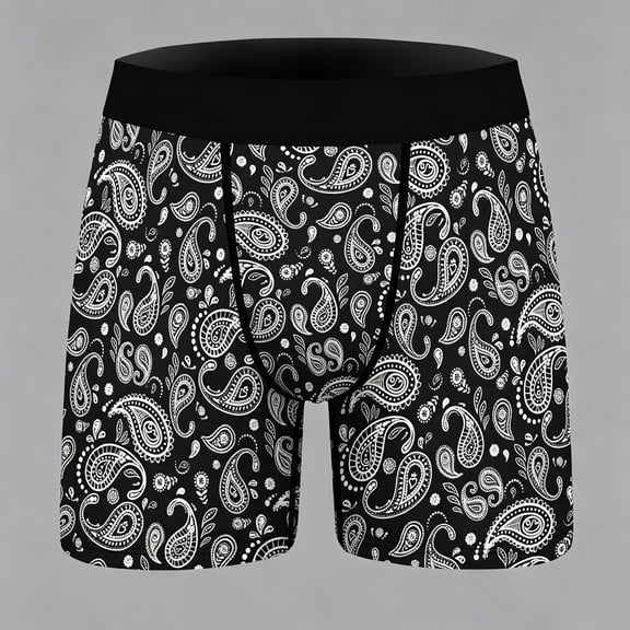 Men's Underwear Briefs Breathable Stretch Novelty Pattern Printing - Fun Underwear Shorts Comfortable & Soft(Black,M)