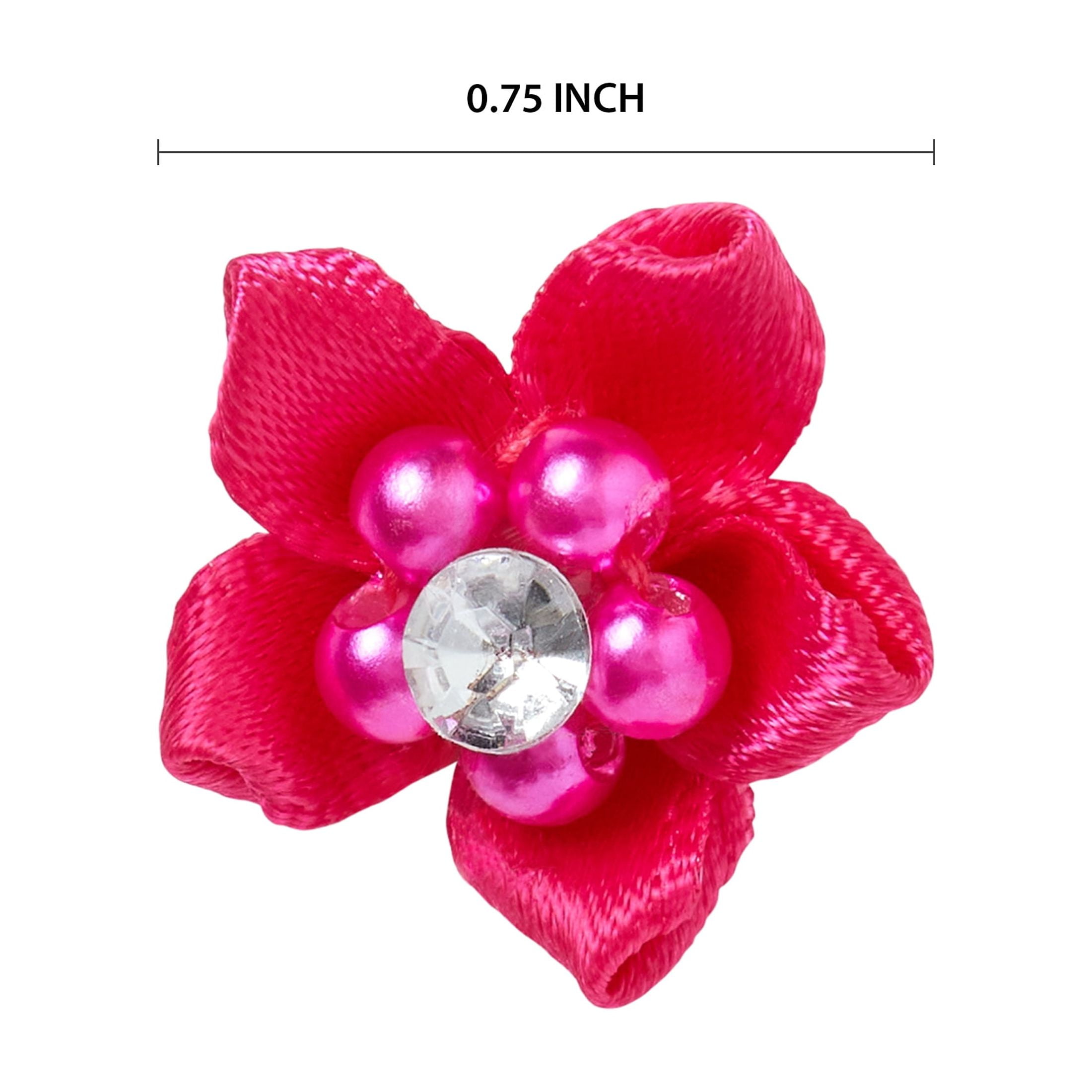 Offray Hot Pink 3/4 inch Value Pack 5 Petal Gem Flower Accessory for Wedding, Hair Clips, and Scrapbooking, 10 Pieces, 1 Package