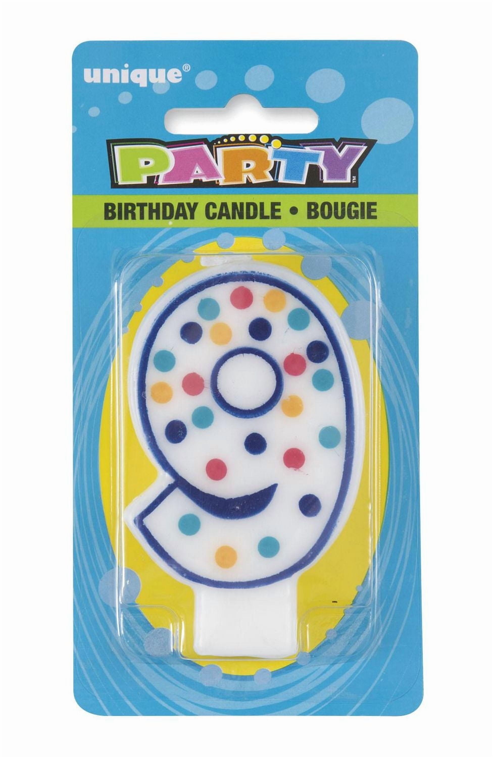 Polka Dot Number "9" Birthday Candle, Shaped like the number 9