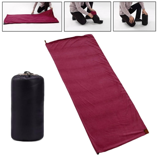 Ruiboury Soft Fleece Sleeping Bag Liner Business Thermal Camping Blanket Backpacking Deep Red 180 x 80cm 2Set