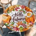 thumbnail image 2 of Orange Pumpkins Round Tablecloth, Fitted Table Cover with Elastic for 36"-44" Round Tables, Farmhouse Watercolor Botanical Table Cloth Outdoor Indoor Dinning Party Waterproof Tablecloths, 2 of 7