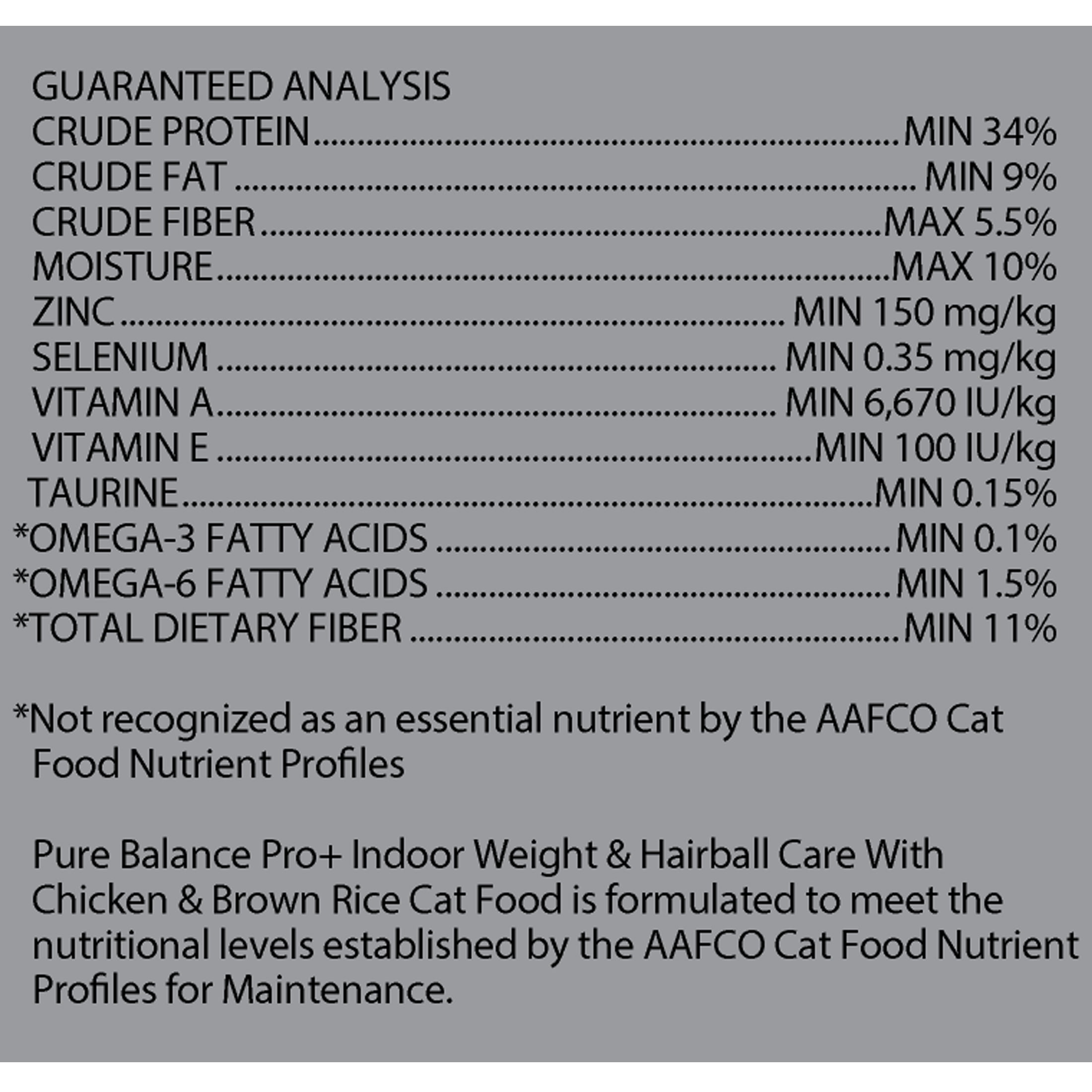 (2 pack) Pure Balance Pro+ Indoor Weight & Hairball Care Chicken & Brown Rice Dry Cat Food, 7 lbs