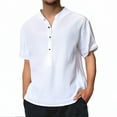 thumbnail image 2 of Men's Summer Linen Short Sleeve Half - Button Shirt - Comfortable, Stylish, Versatile, Multiple Sizes & Colors, 2 of 6
