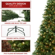 7.5FT Pre-Lit Realistic Green Spruce Artificial Christmas Tree, Stand