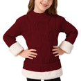 thumbnail image 2 of YunPes Boys Girls Cable Knit Sweater Kids Thick Fleece Lined Mock Neck Long Sleeve Pullover Shirt Winter Warm Solid Tops, 2 of 6
