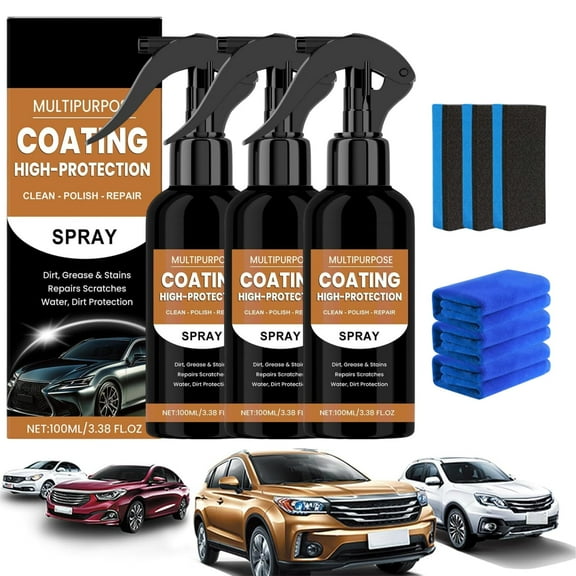(3 PCS)3 in 1 High Protection Quick Car Coating Spray, Nexa Turbo Shine Nano Spray Car, Car Coating Spray, Car Paint Quick Wax Polishing Spray, Nano Repair & Protective Coating
