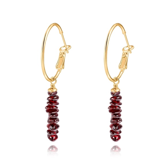 CANEVINKA 18k Gold plated Earrings Garnet Beads Gemstone Earrings Boho Handmade Lightweight Jewelry for Women
