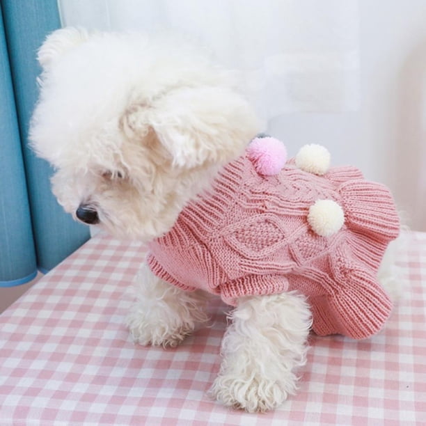 Dogs Sweater Dress With Bowtie Checkered Winter Sweater Clothes