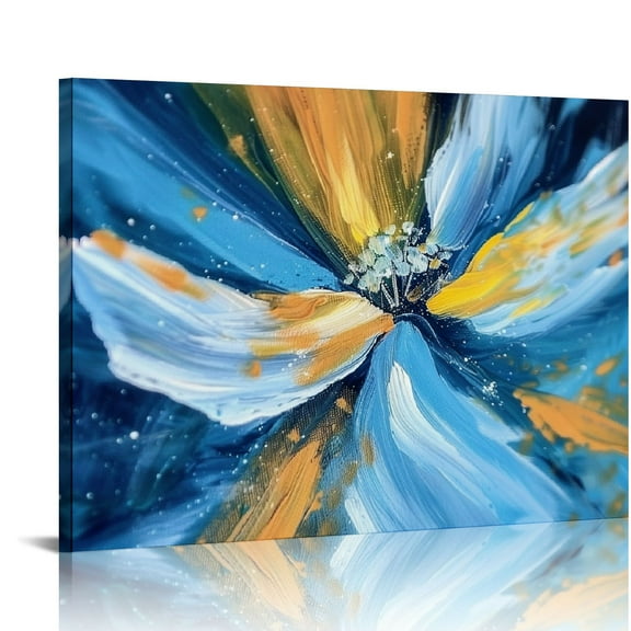 Orinice Wall Art Framed Abstract Canvas Artwork Decor Modern Fantasy Colorful Graffiti Navy Blue Yellow Picture Print Paintings for Bedroom Living Room Home Office Walls Ready to 20x16in