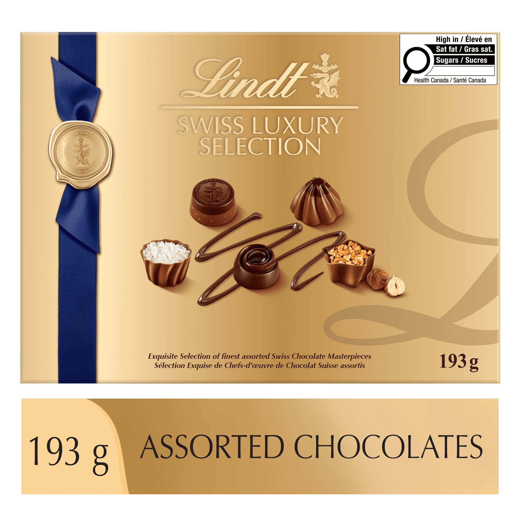 Lindt SWISS LUXURY SELECTION Assorted Chocolate Pralines Gift Box, 193 Grams
