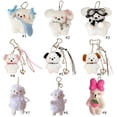 thumbnail image 3 of Plush Dog Keychain Charm With Blue Bow Clasp For Backpack Car Luggage Purse Travel Accessories, 3 of 14