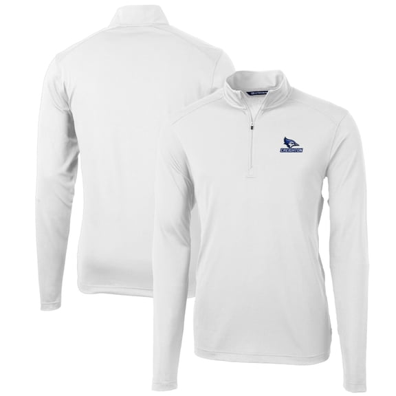 Men's Cutter & Buck White Creighton Bluejays Big & Tall Virtue Eco Pique Recycled Quarter-Zip Pullover Top