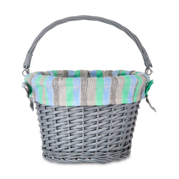 Way To Celebrate Large Round Grey Willow Easter Basket with Stripes