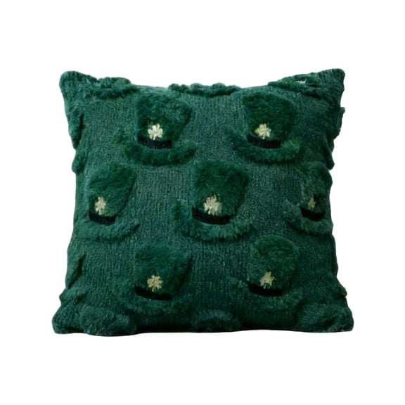 St. Patrick's Day Green Embroidered Clover Pillowcase, High-end Sofa/bedside Cushion Cover (without pillow core)