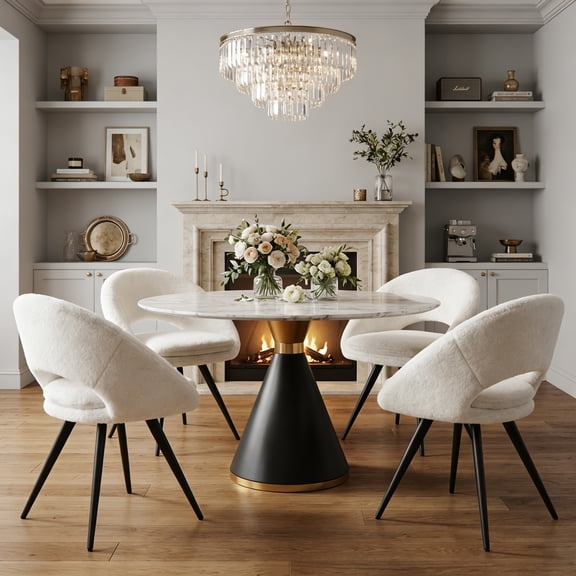 Modern Dining Chairs set of 4 Upholstered Kitchen Chairs Dining Room Chairs Comfortable Side Accent Chairs with Curved Back for Kitchen Living Room Restaurant (White)