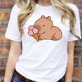 thumbnail image 3 of Playera blusa De Capybara Comiendo Helado Capibara Ropa De Mujer Chic Color Blanco Talla Grande Marca Emil SaEs, 3 of 4