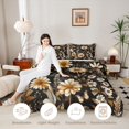 thumbnail image 4 of Manfei Cottagecore Blossom Daisy Queen Comforter Set 3 Pieces,Vintage Flowers Leaves Comforter Sets Queen,1 Comforter and 2 Pillowcases,Reversible, 4 of 6