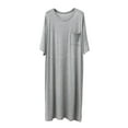 thumbnail image 2 of Kureaily Male Solid Color Short Sleeve Round Neck Nightdress Pocket Robe Homewear Mens Sets Loungewea, 2 of 9