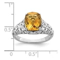 thumbnail image 5 of 925 Sterling Silver Rhodium Cushion Checker-Cut Citrine Ring Size 5, 5 of 5