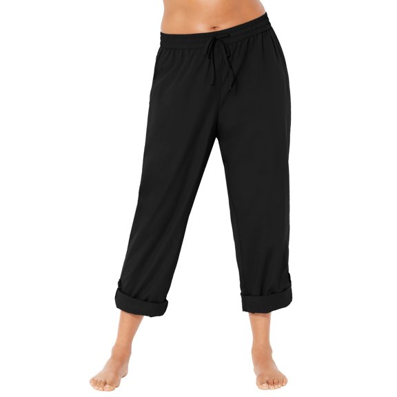 Swim 365 Women's Plus Size Taslon Cover Up Roll-Up Pant