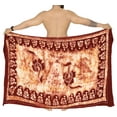 thumbnail image 3 of HAPPY BAY Men's Pareo Regular Holiday Dashiki Sarong Long Shower Beach Wrap One Size Carmine, Floral Summer Vacation Aloha, 3 of 4