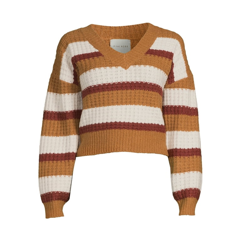 Pink rose top striped sweater
