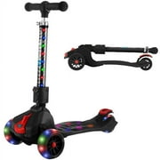 Hover-1 KidsGear Ziggy Folding Kick Scooter, Black, LED Lights, Safe For Kids, 3 Wheels