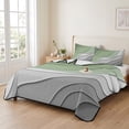 thumbnail image 2 of Twin Quilt Set 68''x86'', Sage Green Grey Ombre Lightweight Summer Bedspread Coverlet Set with 2 Pillow Shams, Modern Abstract Art Breathable All Season Quilt Bedding for Dorm/Bedroom, 2 of 9