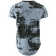 thumbnail image 2 of KLIEGOU Mens Hipster Hip Hop Ripped Round Hemline Pattern Print T Shirt(Blue L), 2 of 3