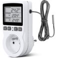 thumbnail image 1 of Termostato digital/calefacción/enfriamiento, enchufe, controlador de temperatura LCD, 230 V para invernadero, granja, controlador de temperatura/termostato de terrario (enchufe), 1 of 5