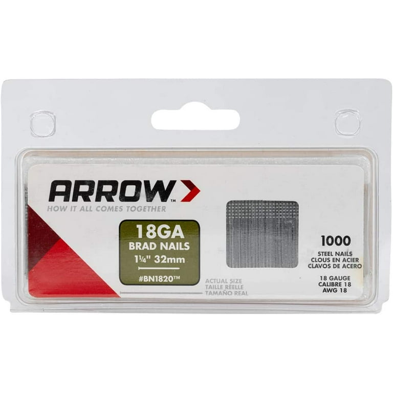 Arrow Fastener BN1820 18 Ga. x 1-1/4 in. L Galvanized Steel Brad Nails 1000 pk 0.65 lb. Arrow Fastener BN1820 18 Ga. x 1-1/4 in. L Galvanized Steel Brad Nails 1000 pk 0.65 lb.