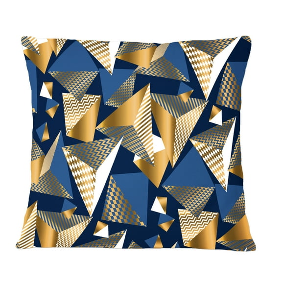 Designart Gold And Blue Cubes' Mid-Century Modern Throw Pillow - 12x20
