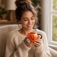 thumbnail image 4 of Halloween Pumpkin Coffee Mug with Ghost, 16.9oz Cute Ceramic Pumpkin Mug with Ghost Design, Orange Halloween Coffee Mugs for Fall Table Decorations, Ideal for Hot Cocoa Festive Party Drinks, 4 of 7