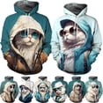 thumbnail image 2 of Sudadera con capucha con diseño de gato genial, ropa para hombre, sudadera con capucha divertida con estampado 3D para niños y mujeres, sudadera con capucha estilo Harajuku Y2K, 2 of 5