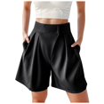 thumbnail image 2 of BYHONG Women's Wide Leg High Waisted Shorts Summer Casual A Line Shorts With Pockets Womens Pants Black XL, 2 of 6