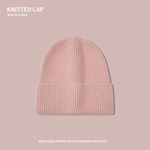 LinYooLi Hat Girl Autumn And Winter Wool Hat High -Quality Solid Color Warming Ear -Cold Hat Korean Version Of Face Faces, Small Couple Tide Knitted Hat