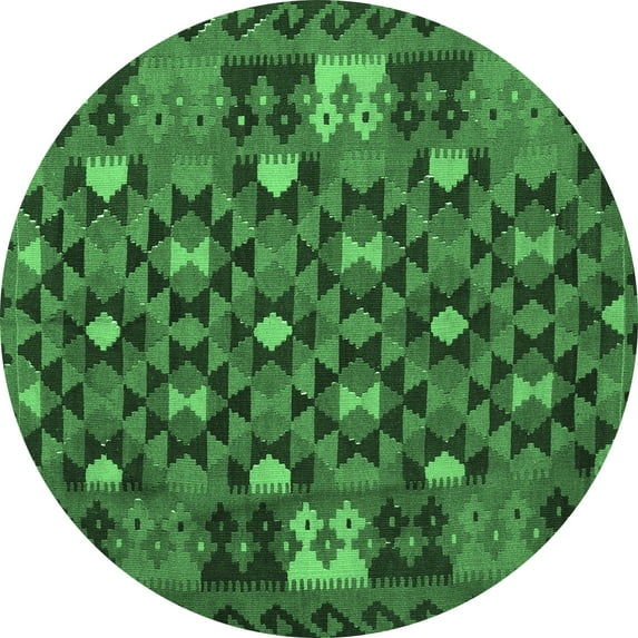 Ahgly Company Indoor Round Oriental Emerald Green Traditional Area Rugs, 5' Round