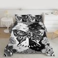 thumbnail image 2 of Homewish Gothic Skull Butterfly Queen Comforter Set,Boho Bohemain Print Bedding Sets,White Black Gray Bedding Comforter Set For Girls Teens,Luxury Bedroom Decor Reversible,3pcs, 2 of 8