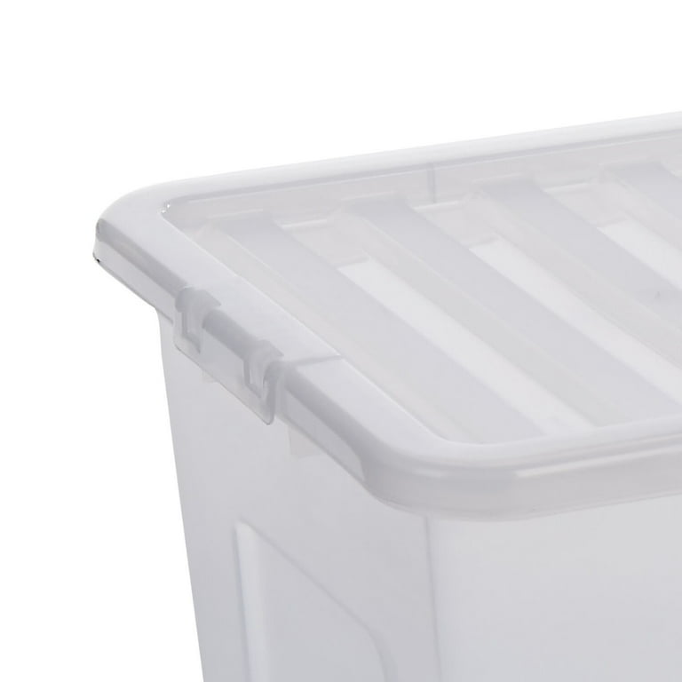 Uumitty 4-Pack 70 Quart Storage Boxes, Plastic Storage Latch Bin with Wheels, Clear