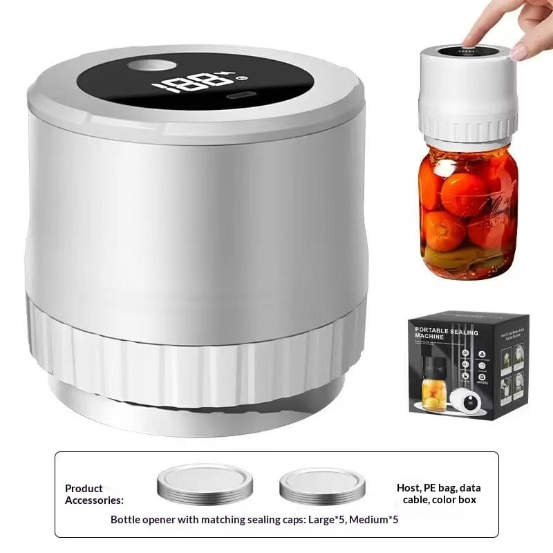 Mason Genie Vacuum Sealer, Wide Mouth and Regular Mouth Canning Lid Machine Kit for Food Storage with 30-Day Battery Life & Eco-Friendly Material
