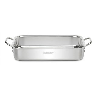Lasagna Pan Set of 2, E-far Deep Stainless Steel Baking Pans, 12.75 x10  x3.2 Inches Rectangular Metal Roasting Baking Dish Bakeware for Oven