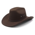 thumbnail image 5 of BRICH Cowboy Hat for Women Men with Shapeable Wide Brim Western Suede Hat for Cowboys and Cowgirls Brown One Size, 5 of 6