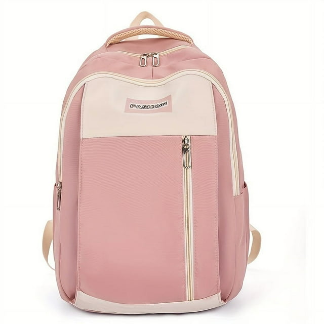 1pc Simple Contrast Color Students, Large-capacity Backpack For Short-distance Travel, Fashion Trendy Versatile Preppy Students Backpack